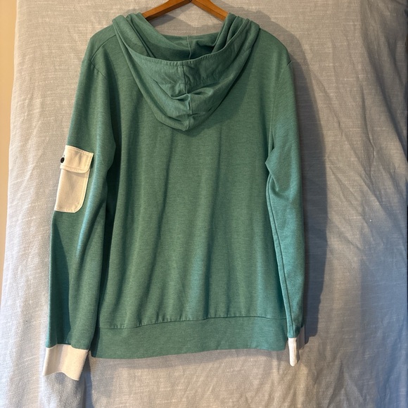 Wanakome Sweatshirt Hooded Pullover 1/2 Zip Long Sleeve Green Women’s Sz XL - Picture 2 of 5